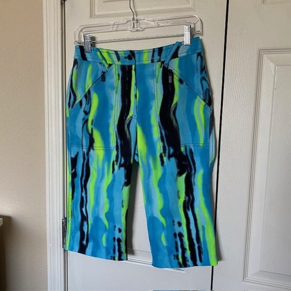Jamie Sadock Golf Crop Pants Cloud 9 Multi-Color Neon Green Women's Size 2 - Picture 7 of 8